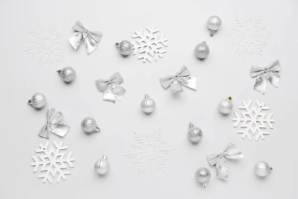 Stylish Christmas Decorations White Background — Stock Photo, Image