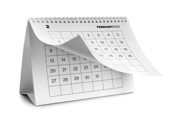 Papieren Kalender Voor 2022 Jaar Witte Achtergrond — Stockfoto