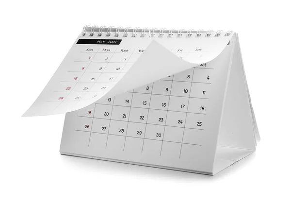 Papieren Kalender Voor 2022 Jaar Witte Achtergrond — Stockfoto