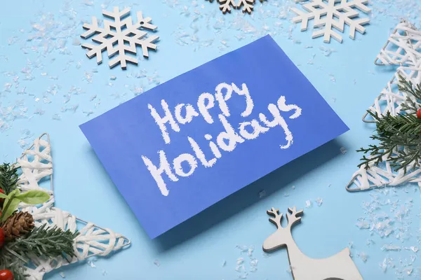 Bela Decoração Natal Neve Cartão Saudação Com Texto Holidays Fácil — Fotografia de Stock