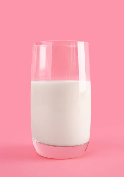 Glass Fresh Milk Color Background — Stock Photo, Image