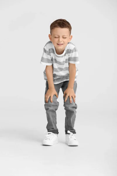 Portrait Happy Little Boy Light Background — Stock Photo, Image