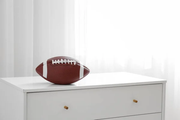 Chest Drawers Rugby Ball Light Curtains — Stock Photo, Image