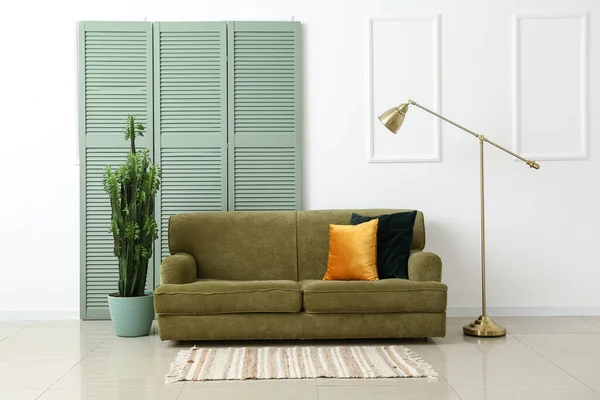 Interior Stylish Living Room Cactus — Stock Photo, Image