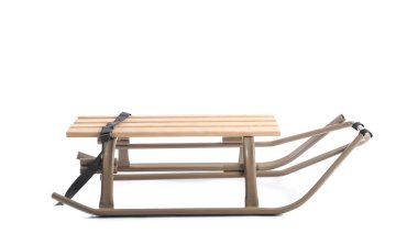 Beyaz arkaplanda ahşap kızak