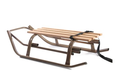 Beyaz arkaplanda ahşap kızak