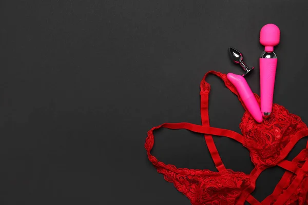 Sex Toys Lingerie Dark Background — Stock Photo, Image