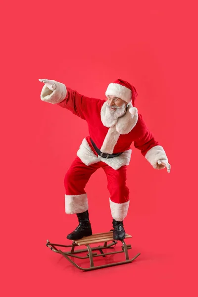 Saneczkarstwo Santa Claus Tle Koloru — Zdjęcie stockowe