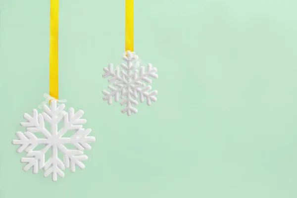 Two Beautiful Snowflakes Color Background — Stock Photo, Image