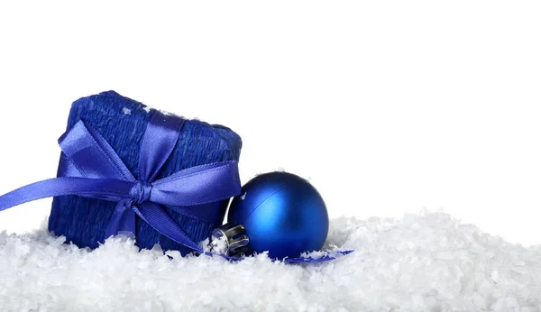 Christmas Gift Ball Snow White Background — Stock Photo, Image
