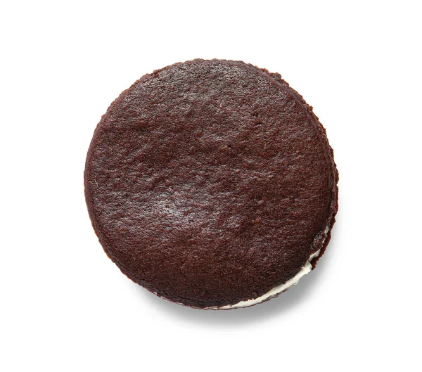 Tasty Chocolate Cookie Cream White Background — Stock Photo, Image