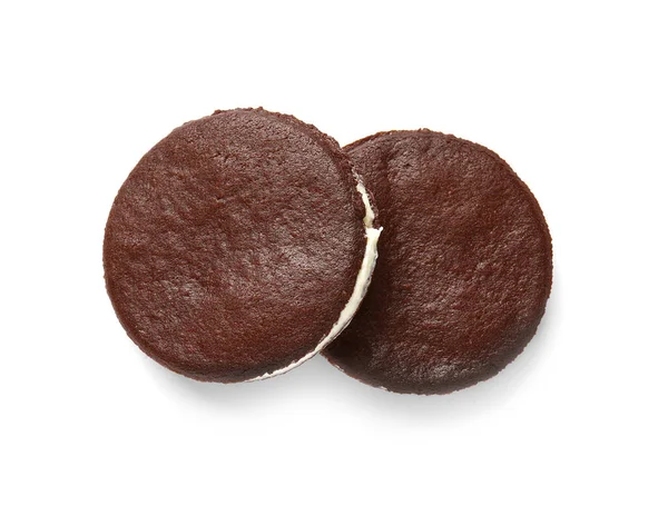 Tasty Chocolate Cookies Cream White Background — Stock Photo, Image