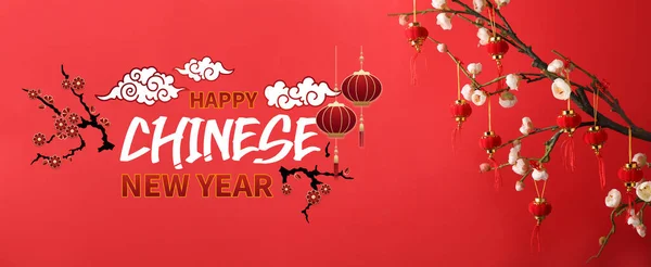 Hermosa Tarjeta Felicitación Para Celebración Del Feliz Año Nuevo Chino —  Fotos de Stock