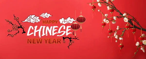 Όμορφη Ευχετήρια Κάρτα Για Happy Chinese — Φωτογραφία Αρχείου