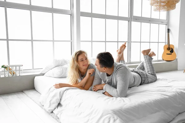 Happy Couple Spending Time Together Home — Stock Photo, Image