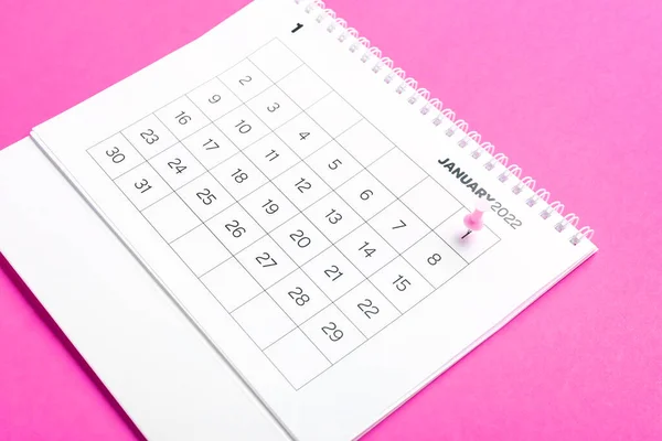 Flip Paper Calendar January 2022 Pin Color Background — Stock Photo, Image