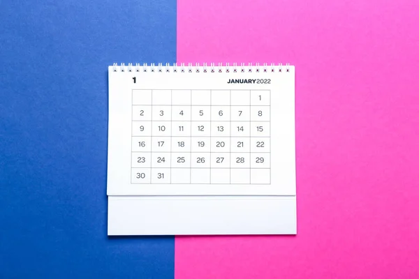 Flip Calendario Carta Gennaio 2022 Sfondo Blu Viola — Foto Stock