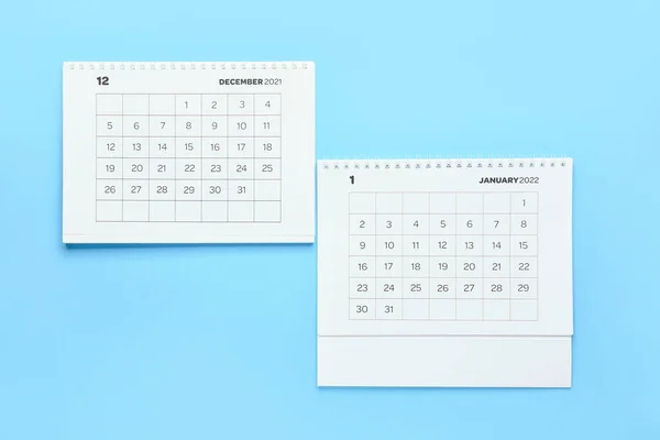 Classici Calendari Carta Flip Dicembre 2021 Gennaio 2022 Sullo Sfondo — Foto Stock