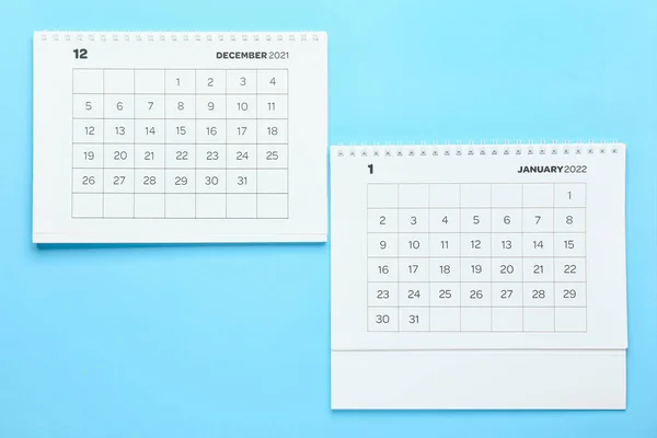 Klassieke Flip Papier Kalenders Voor December 2021 Januari 2022 Kleur — Stockfoto