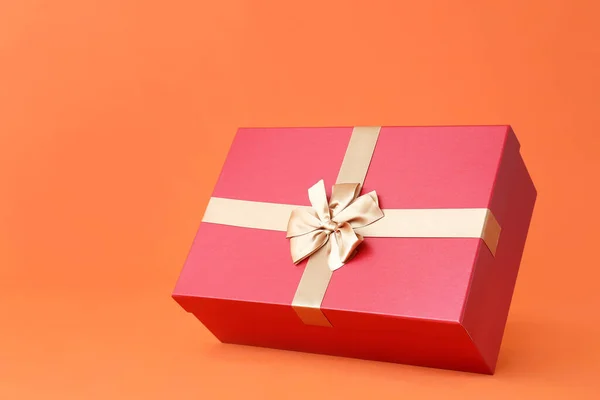 Christmas Gift Box Color Background — Stock Photo, Image