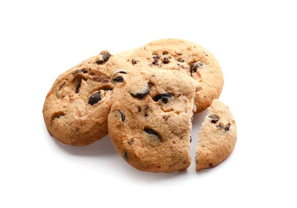 Gustosi Biscotti Fatti Casa Con Gocce Cioccolato Sfondo Bianco — Foto Stock