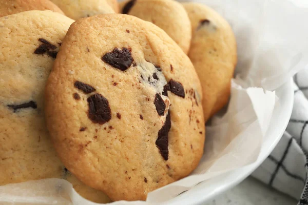 Tigela Com Biscoitos Caseiros Saborosos Mesa Close — Fotografia de Stock