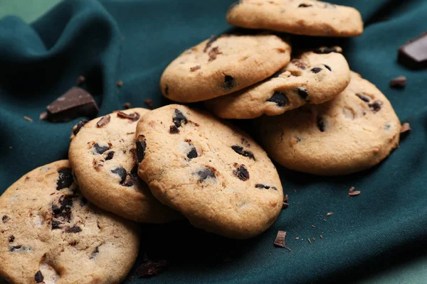 Délicieux Biscuits Faits Maison Avec Des Pépites Chocolat Sur Table — Photo