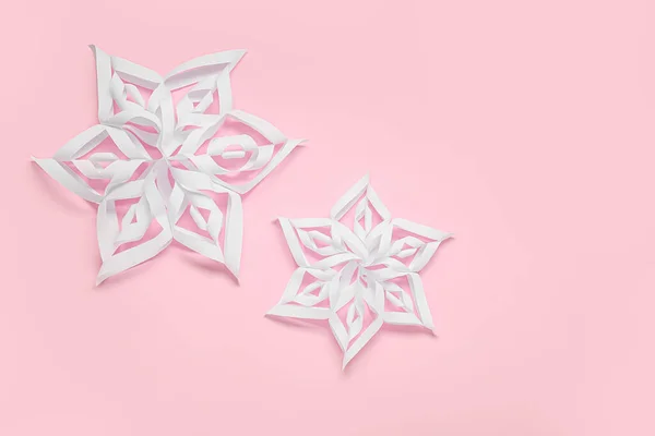 Beautiful Paper Snowflakes Color Background — Stock Photo, Image