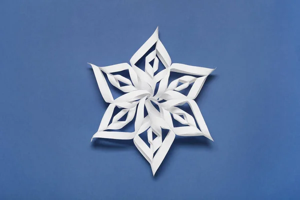 Beautiful Paper Snowflake Blue Background — Stock Photo, Image