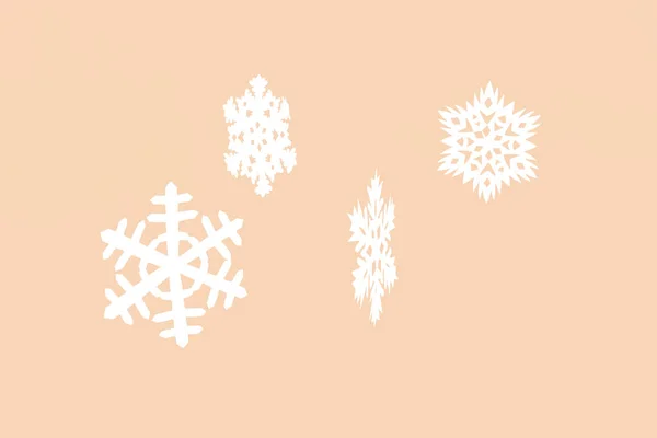Vackert Papper Snöflingor Färgbakgrund — Stockfoto