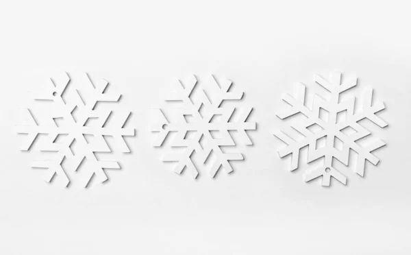 Bellissimi Fiocchi Neve Sfondo Bianco — Foto Stock