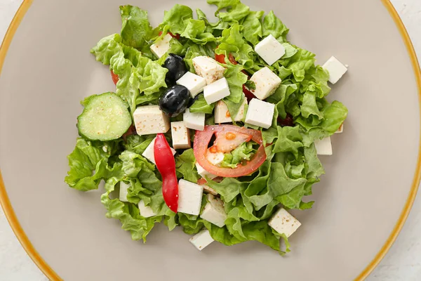 Πιάτο Υγιεινή Ελληνική Σαλάτα Closeup — Φωτογραφία Αρχείου