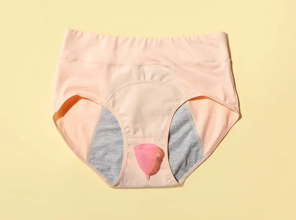 Period Panties Menstrual Cup Color Background — Stock Photo, Image