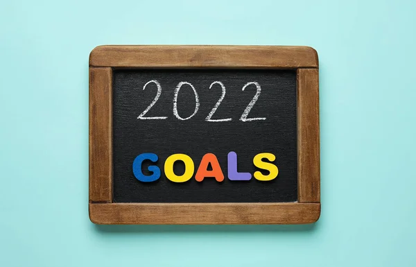 Deska Rysunkiem 2022 Słowem Goals Tle Koloru — Zdjęcie stockowe
