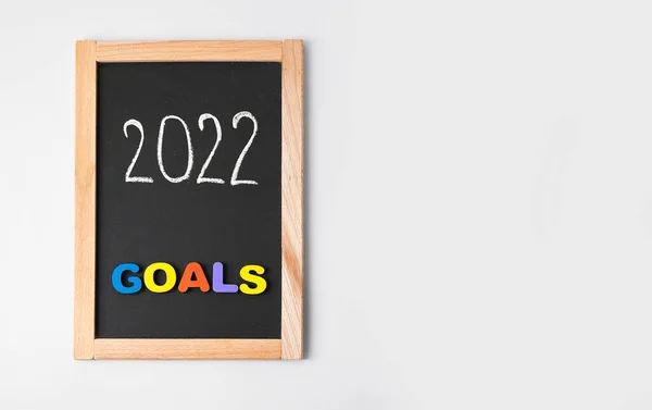 Deska Rysunkiem 2022 Słowem Goals Białym Tle — Zdjęcie stockowe