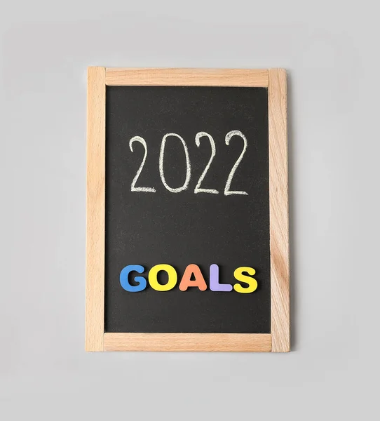 Deska Rysunkiem 2022 Słowem Goals Szarym Tle — Zdjęcie stockowe