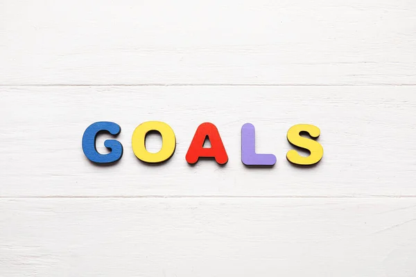 Word Goals White Wooden Background — Stock Photo, Image