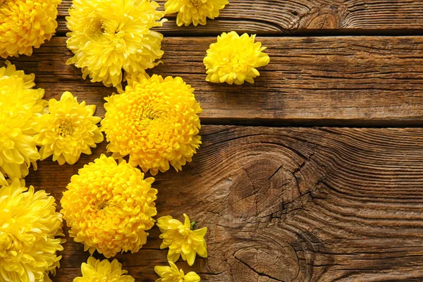 Yellow Chrysanthemum Flowers Wooden Background — Stock Photo, Image