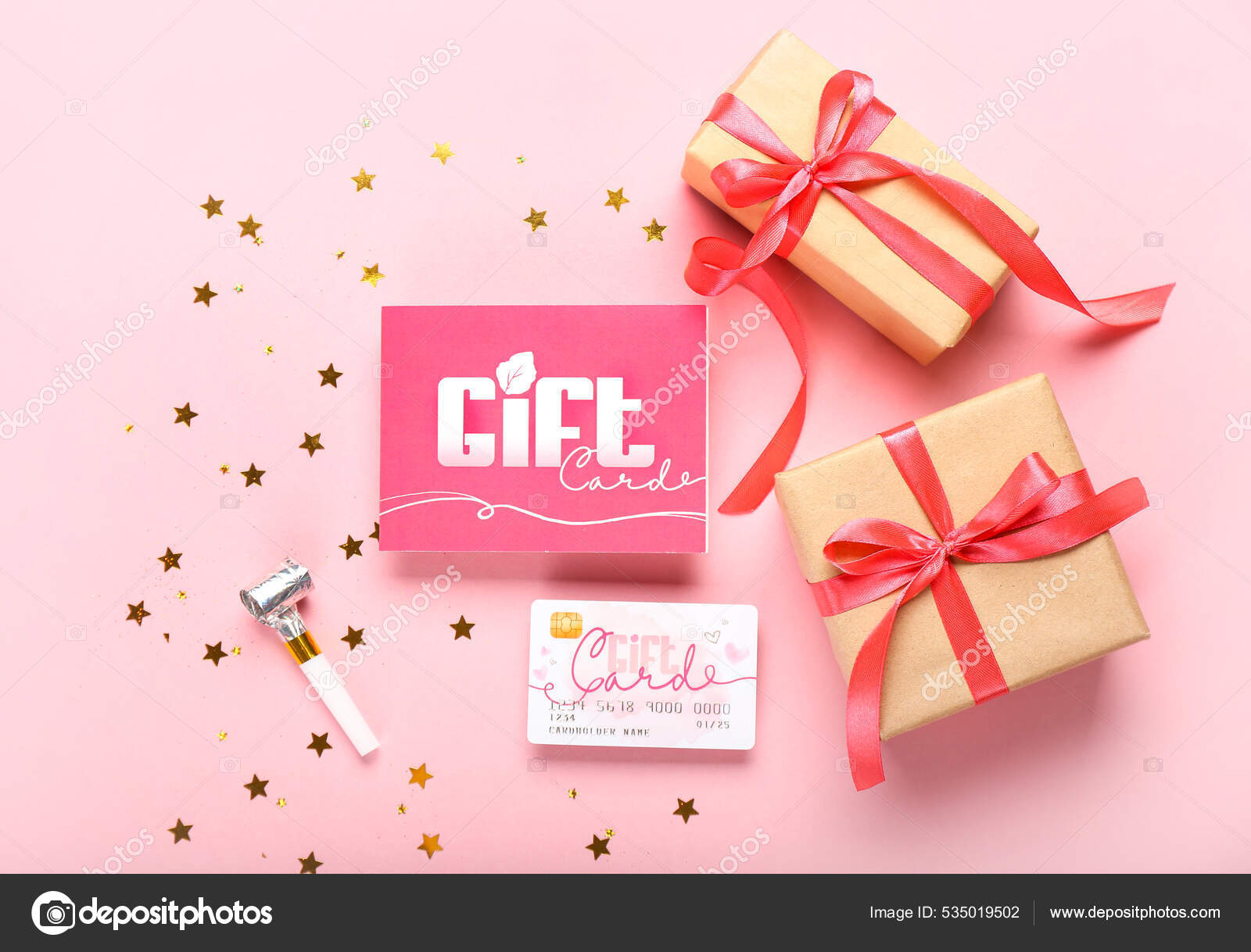 Gift Card Present Whistle Color Background Stock Photo by ©serezniy