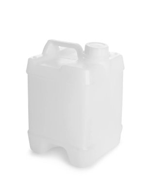Beyaz arkaplanda plastik bidon