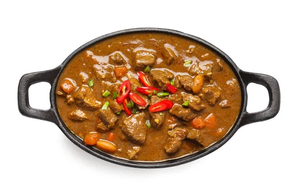 Dish Tasty Beef Curry White Background — Stock Photo, Image