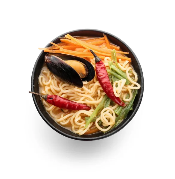 Bowl Tasty Thai Soup White Background — Stock Photo, Image