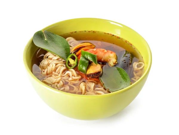 Bowl Spicy Thai Soup White Background — Stock Photo, Image