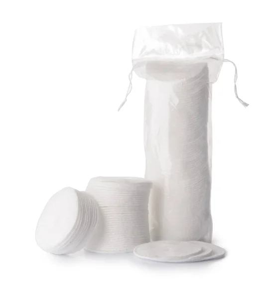 Almofadas Algodão Limpas Isoladas Branco — Fotografia de Stock