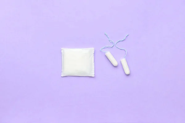 Menstrual Pad Tampons Purple Background — Stock Photo, Image