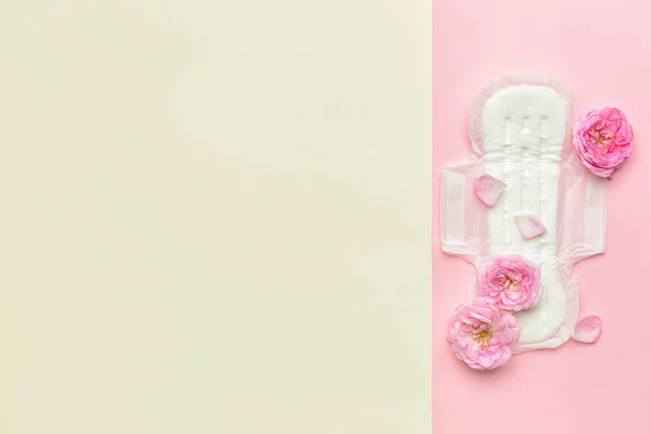 Flowers Menstrual Pad Color Background — Stock Photo, Image