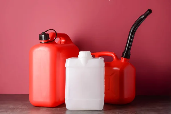 Plastic Jerrycans Color Background — Stock Photo, Image