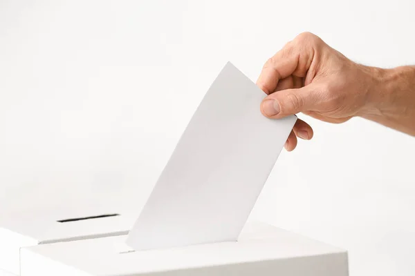 Voting Young Man Ballot Box — Stock Photo, Image