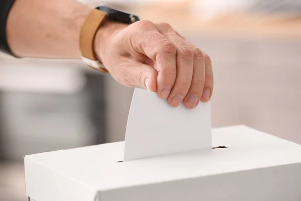 Voting Young Man Ballot Box — Stock Photo, Image