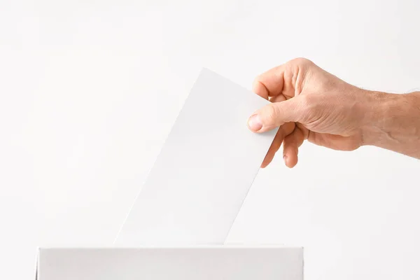 Voting Young Man Ballot Box — Stock Photo, Image